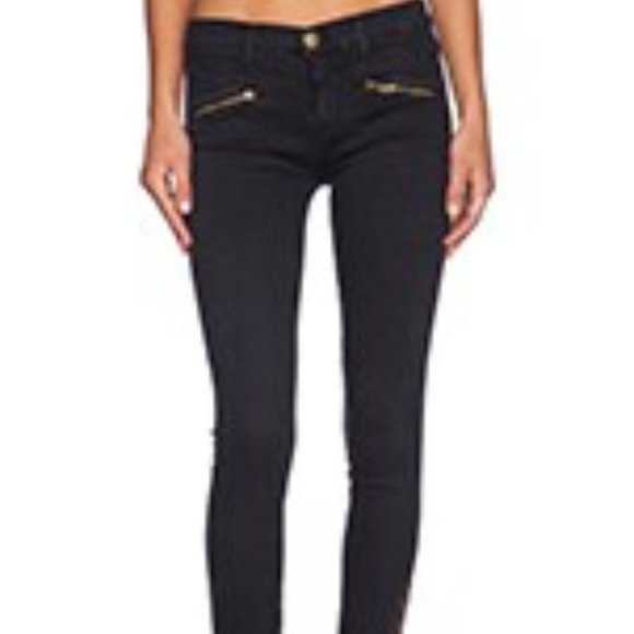 Current/Elliott Jeans Skinny Soho Zip Stiletto Jet Black Size 25 Ankle#1558-0847 - Picture 1 of 16